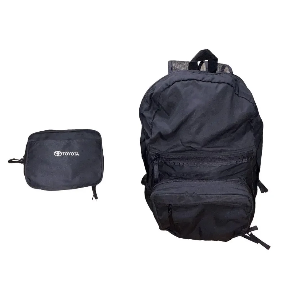 Leeds Toyota Black Nylon Retractable Convertible Pouch Backpack